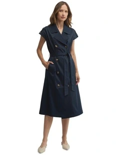 Nova Trench Dress in Blue