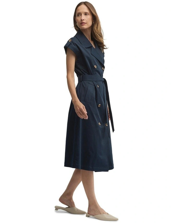 Nova Trench Dress in Blue image 3