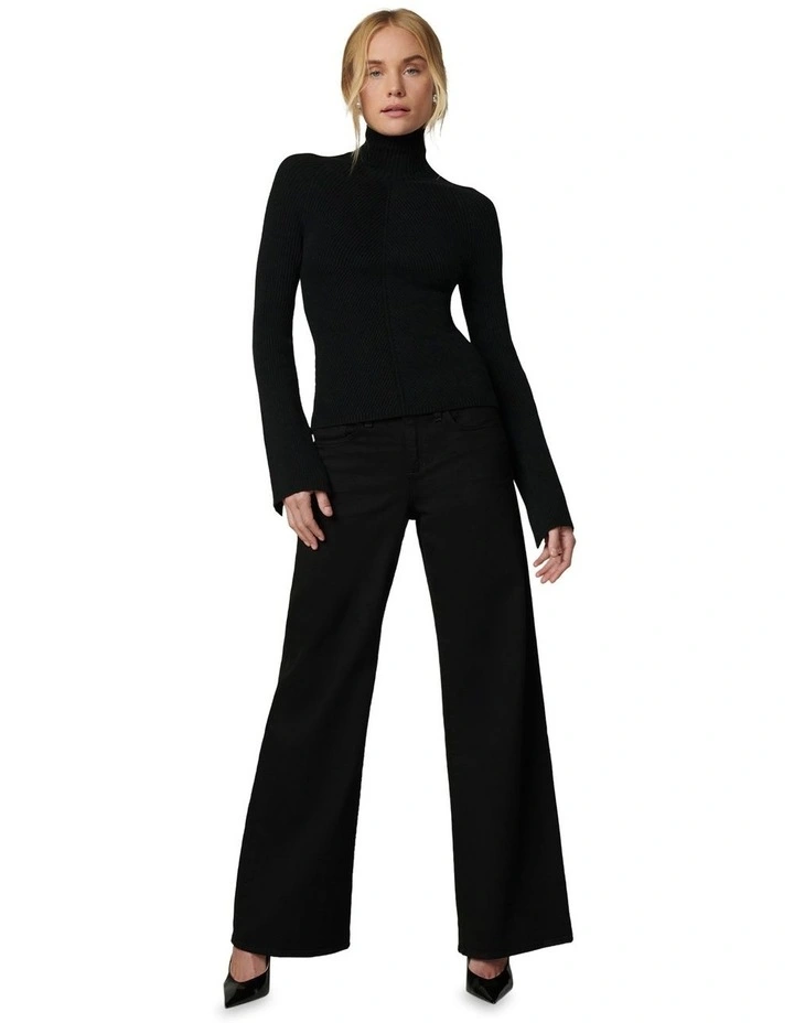 The Lou Lou Low Rise Wide Jean Pant in Black image 4