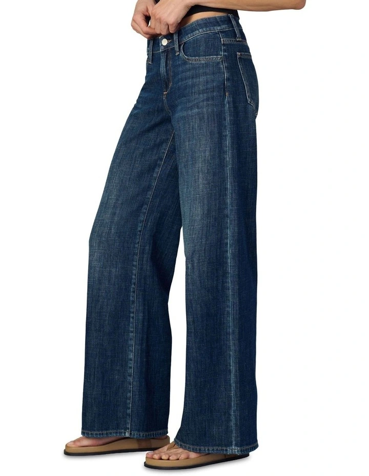 The Lou Lou Low Rise Wide Leg Jean in Blue image 3