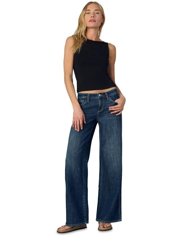 The Lou Lou Low Rise Wide Leg Jean in Blue image 4