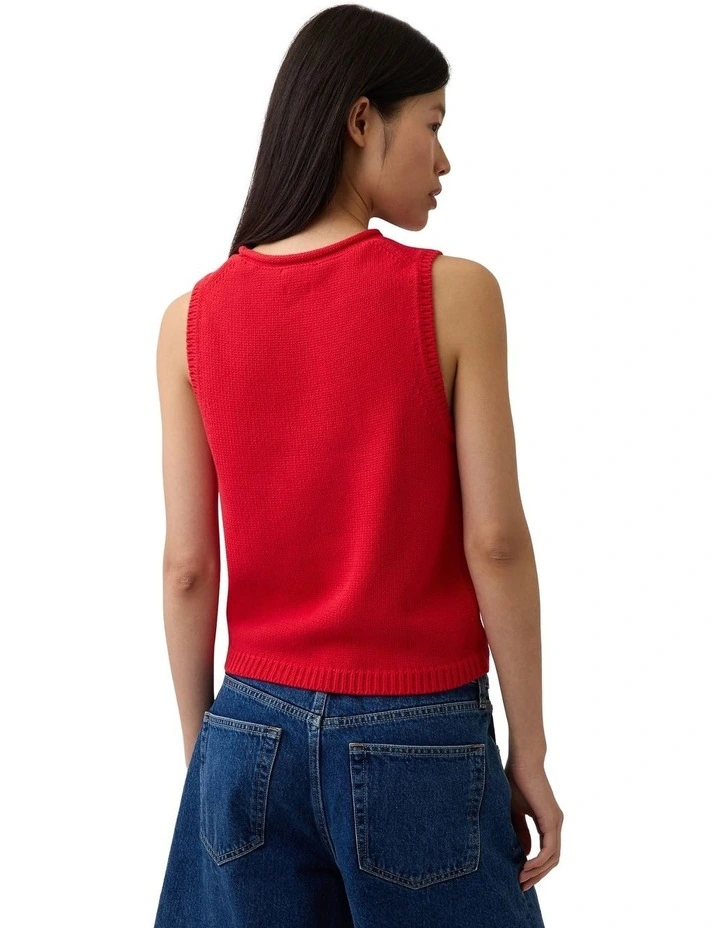 Cotton Sweater Vest in Red image 3