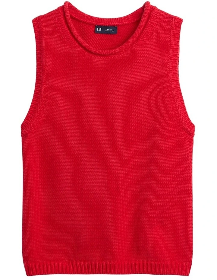 Cotton Sweater Vest in Red image 5