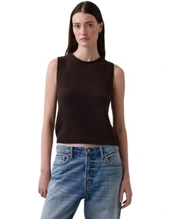 100% Cotton Sweater Vest in Terra Brown