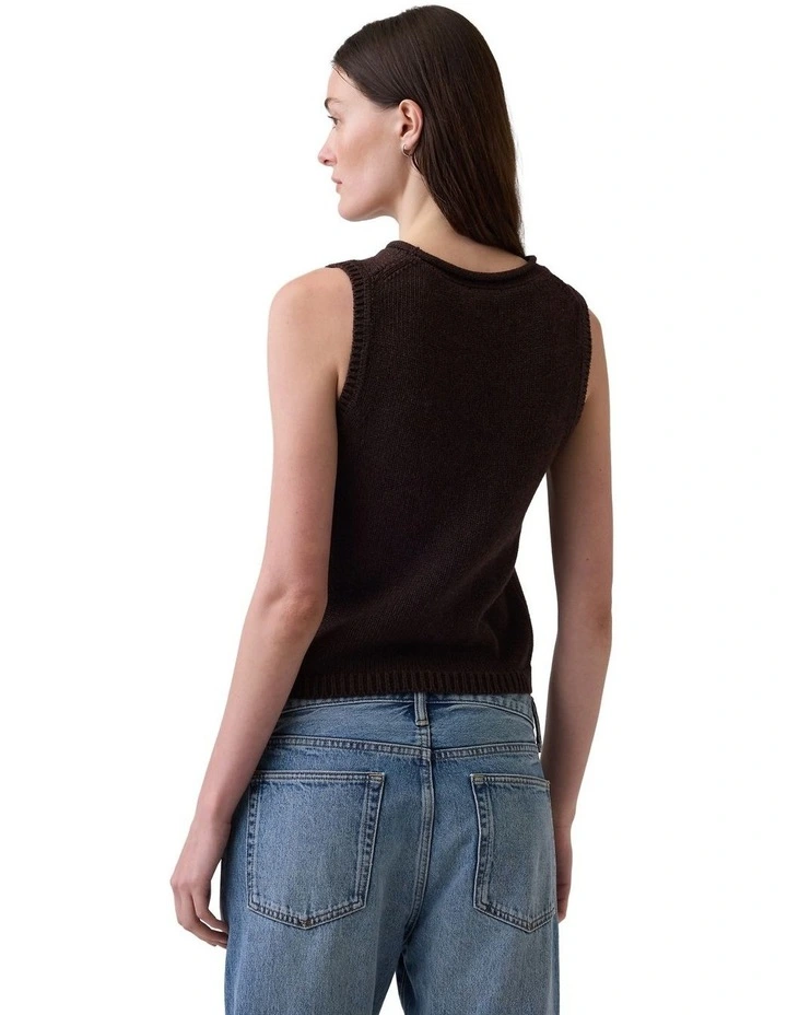 100% Cotton Sweater Vest in Terra Brown image 2