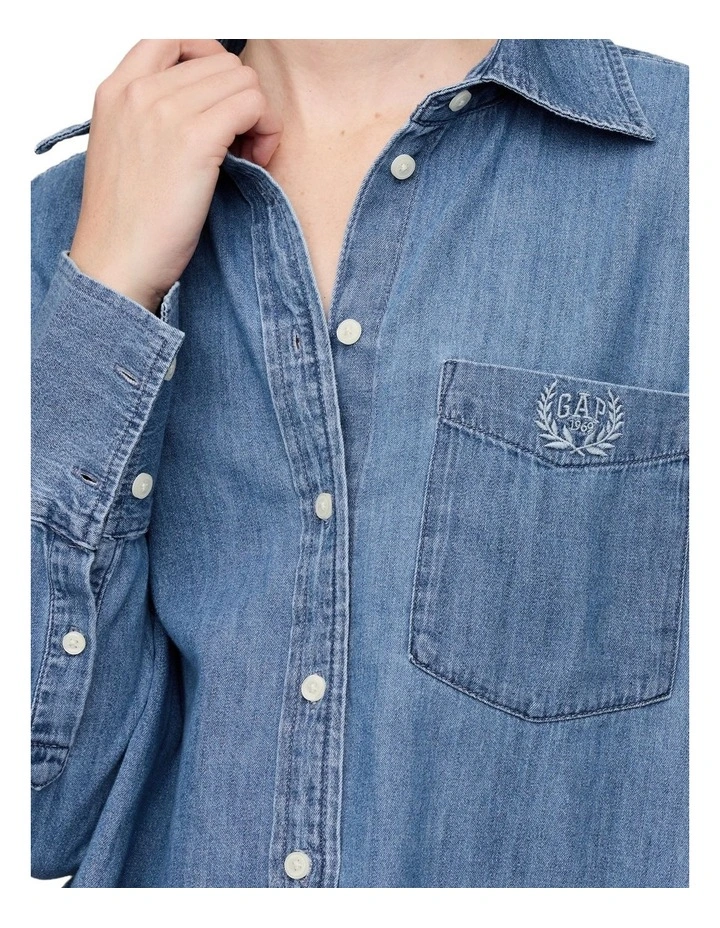 The Big Shirt Embro in Denim image 3