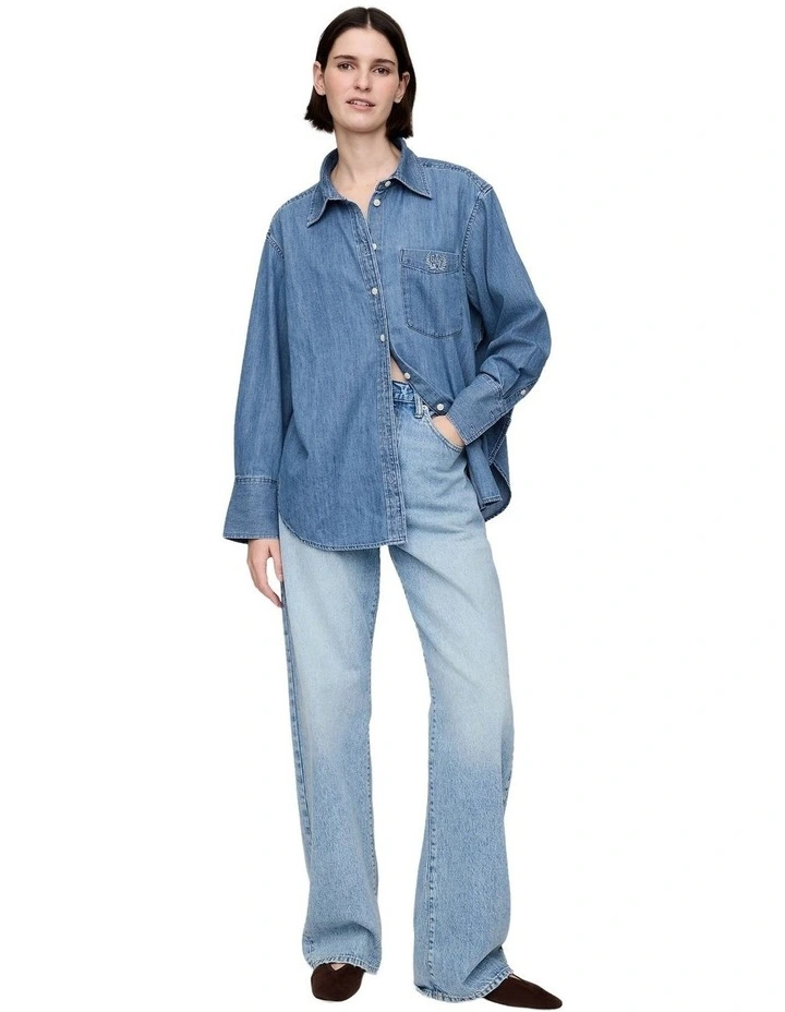 The Big Shirt Embro in Denim image 4
