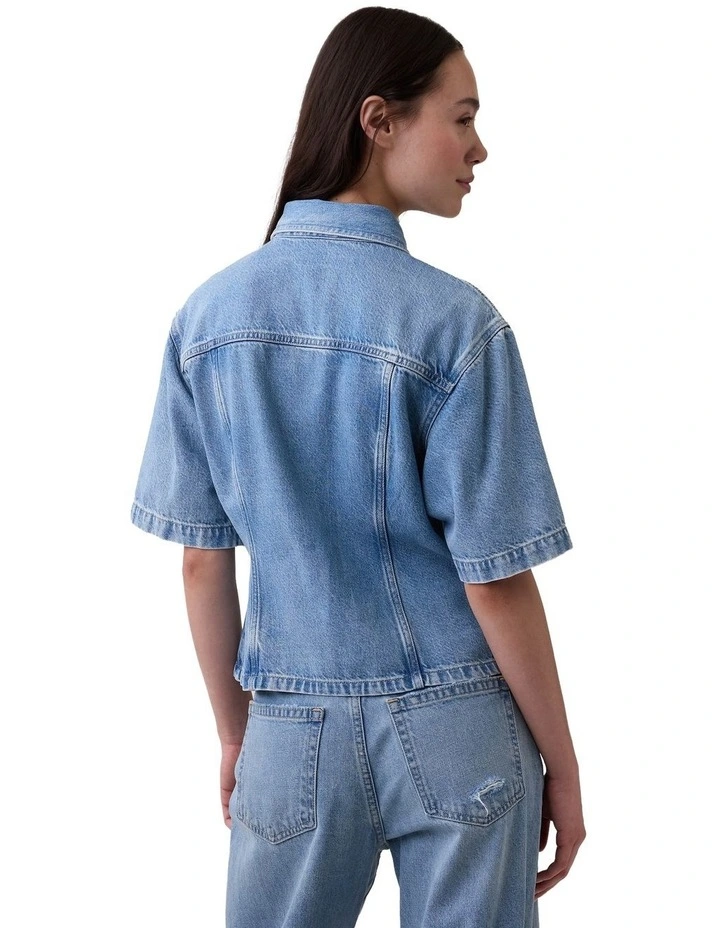 Short Sleeve Cinched Waist Shirt in Med Adeline image 2