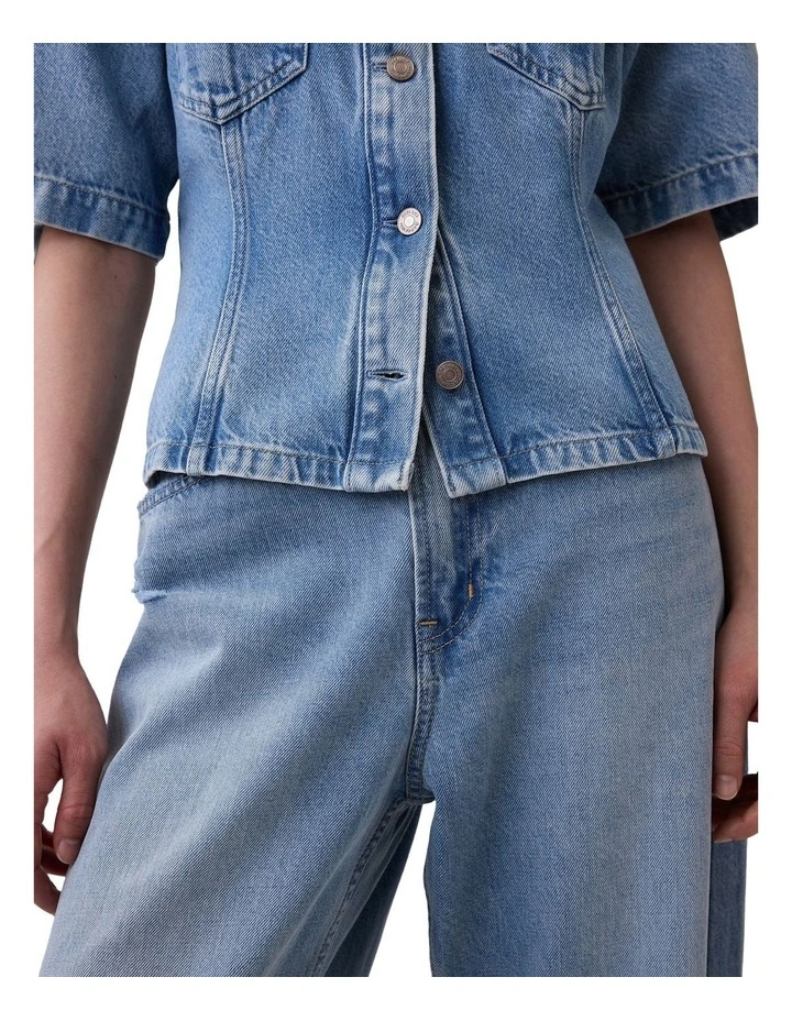 Short Sleeve Cinched Waist Shirt in Med Adeline image 4