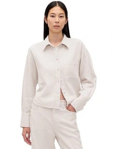 Long Sleeve Straight Hem Shirt in Fauna Twill