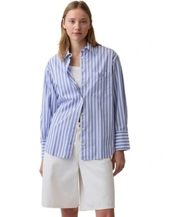 Organic Cotton Poplin Big Shirt in Multi