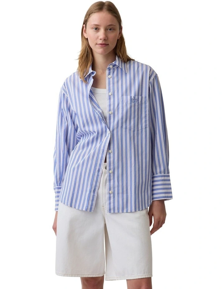 Organic Cotton Poplin Big Shirt in Multi image 1