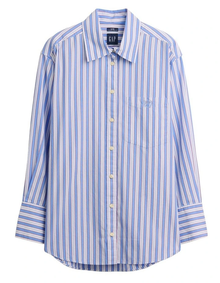 Organic Cotton Poplin Big Shirt in Multi image 5