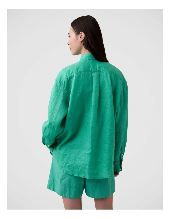 100% Linen Oversized Shirt in Bright Meadow image 2