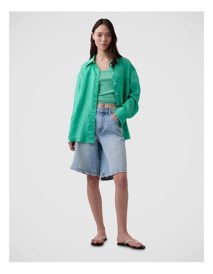 100% Linen Oversized Shirt in Bright Meadow image 3