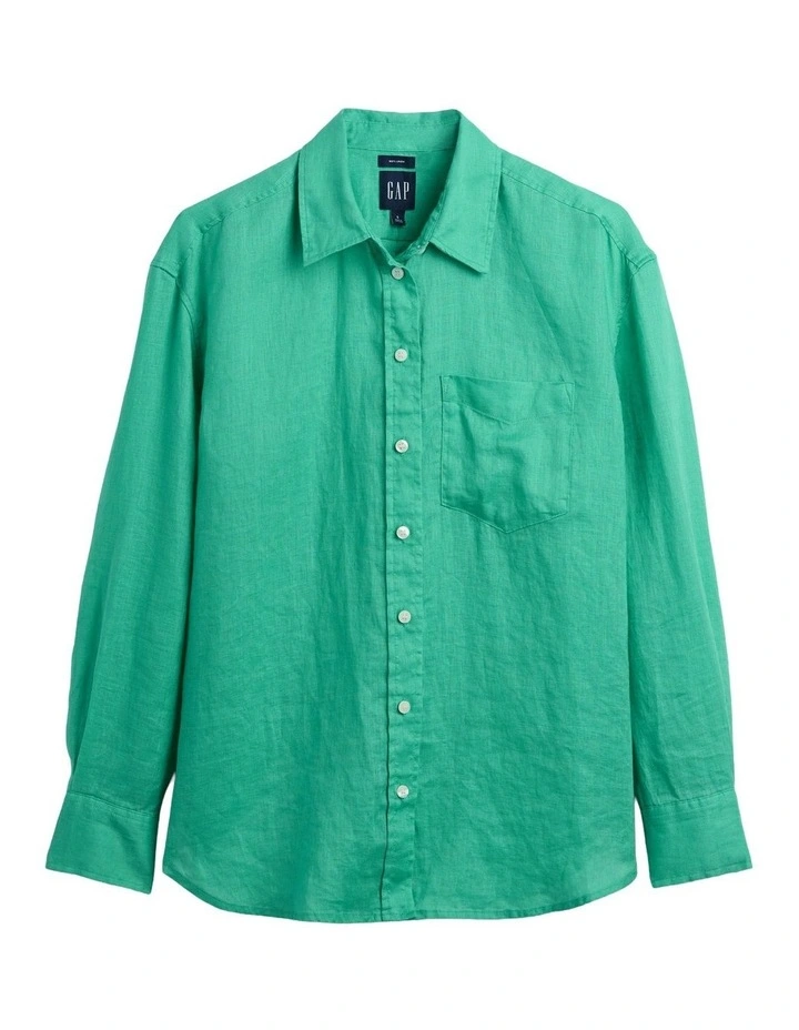 100% Linen Oversized Shirt in Bright Meadow image 6