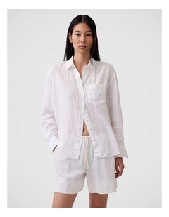 100% Linen Oversized Shirt in New Off White
