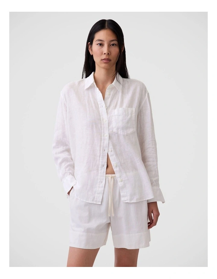 100% Linen Oversized Shirt in New Off White image 1