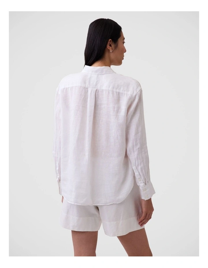 100% Linen Oversized Shirt in New Off White image 2