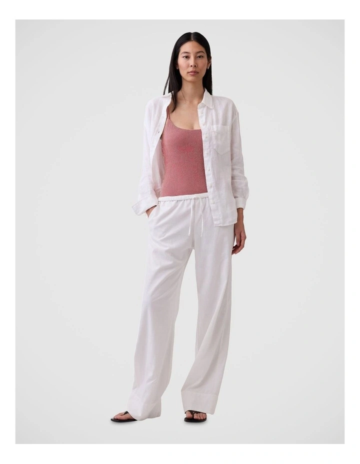 100% Linen Oversized Shirt in New Off White image 3