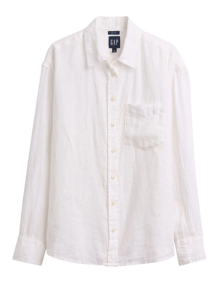 100% Linen Oversized Shirt in New Off White image 6