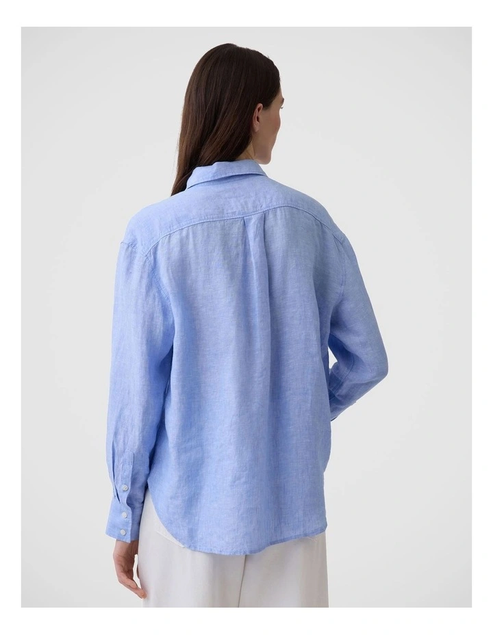 100% Linen Oversized Shirt in Shirting Blue image 2