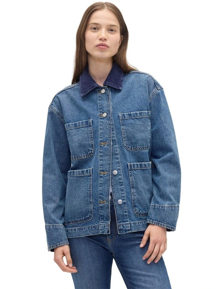 V-Denim Chore Jacket in Med Reed image 1