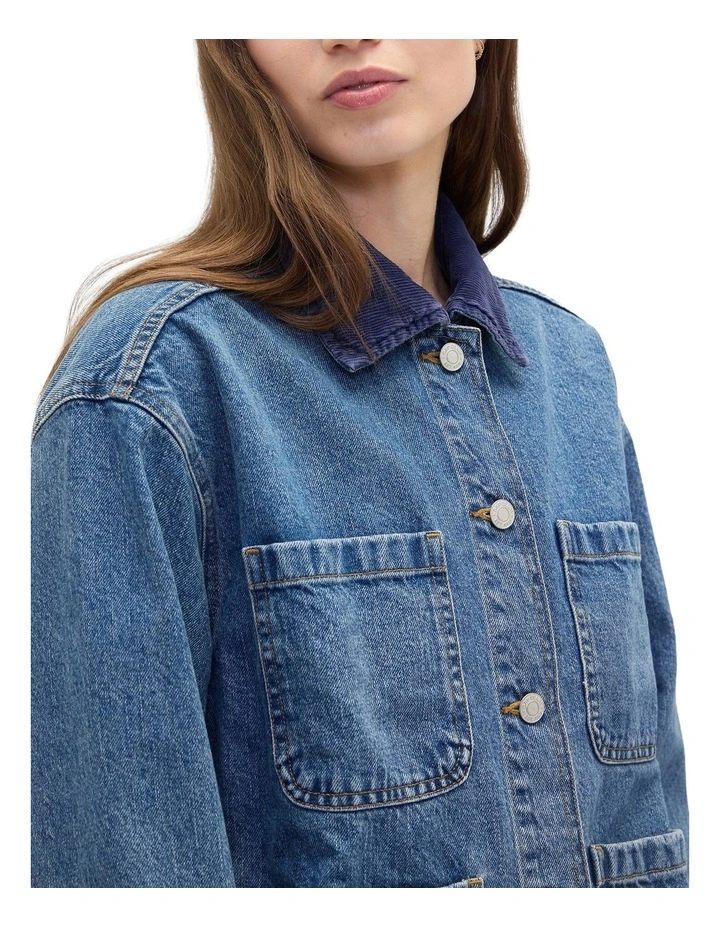 V-Denim Chore Jacket in Med Reed image 4