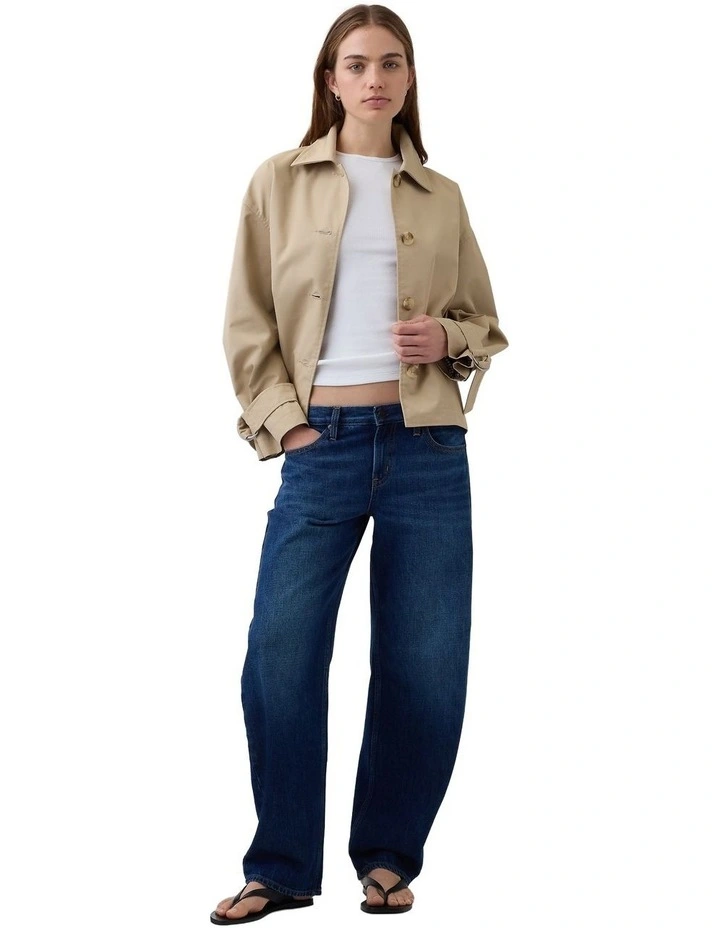 Oversized Crop Trench Jacket in Beige image 4