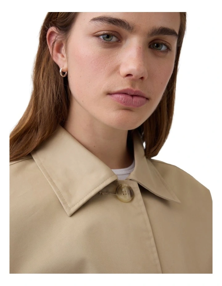 Oversized Crop Trench Jacket in Beige image 5
