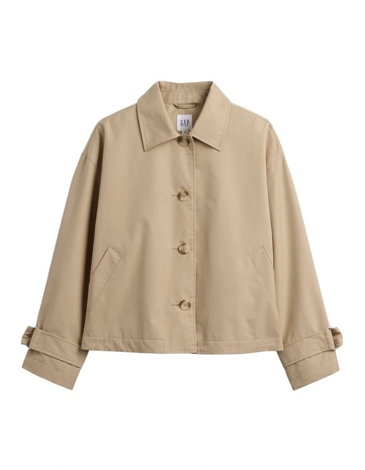 Oversized Crop Trench Jacket in Beige image 6