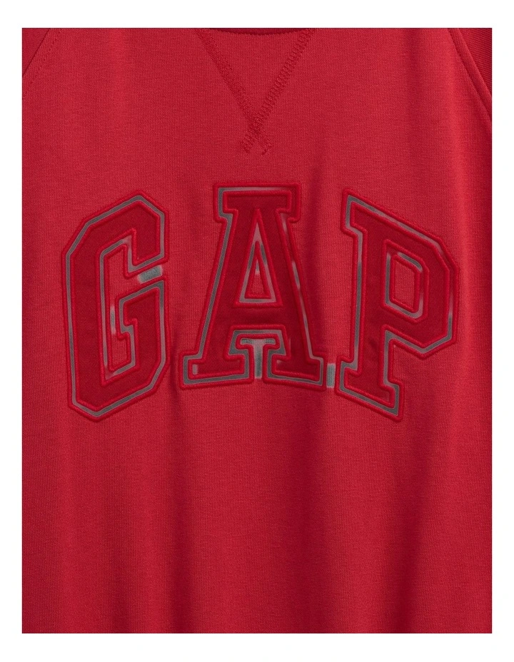 French Fit Logo Crew Neck Sweatshirt in Red image 4