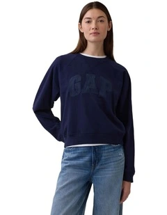 French Fit Logo Crew Neck Sweatshirt in Blue