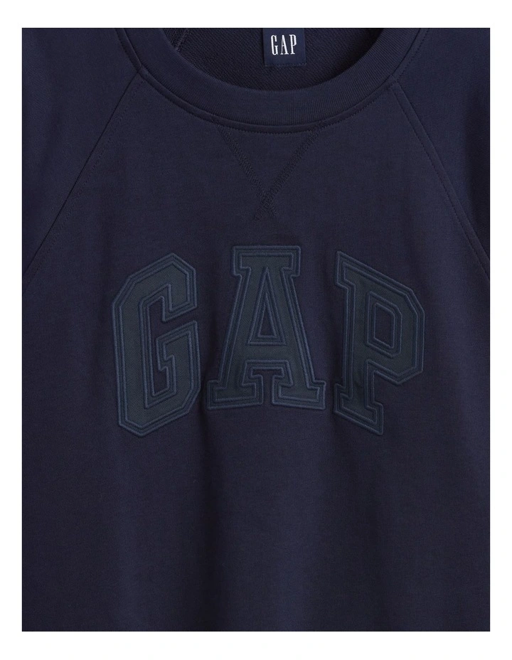 French Fit Logo Crew Neck Sweatshirt in Blue image 4