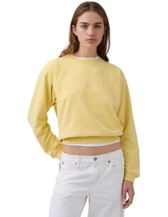 French Fit Logo Crew Neck Sweatshirt in Yellow
