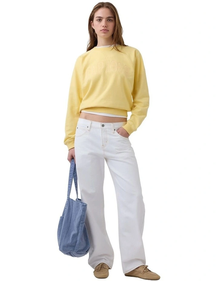 French Fit Logo Crew Neck Sweatshirt in Yellow image 3