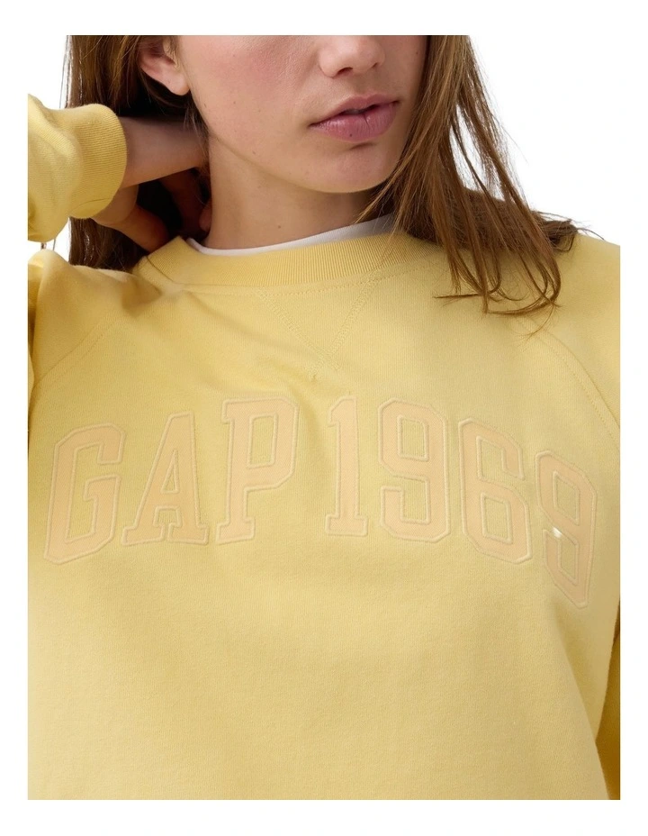 French Fit Logo Crew Neck Sweatshirt in Yellow image 4