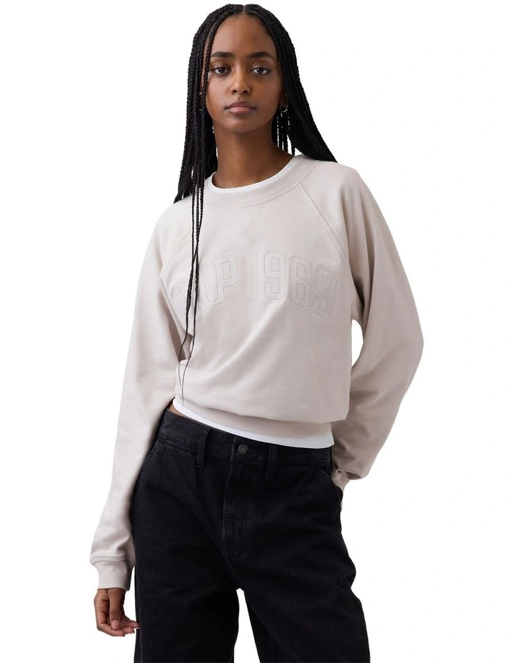 French Fit Logo Crew Sweatshirt in Grey image 1