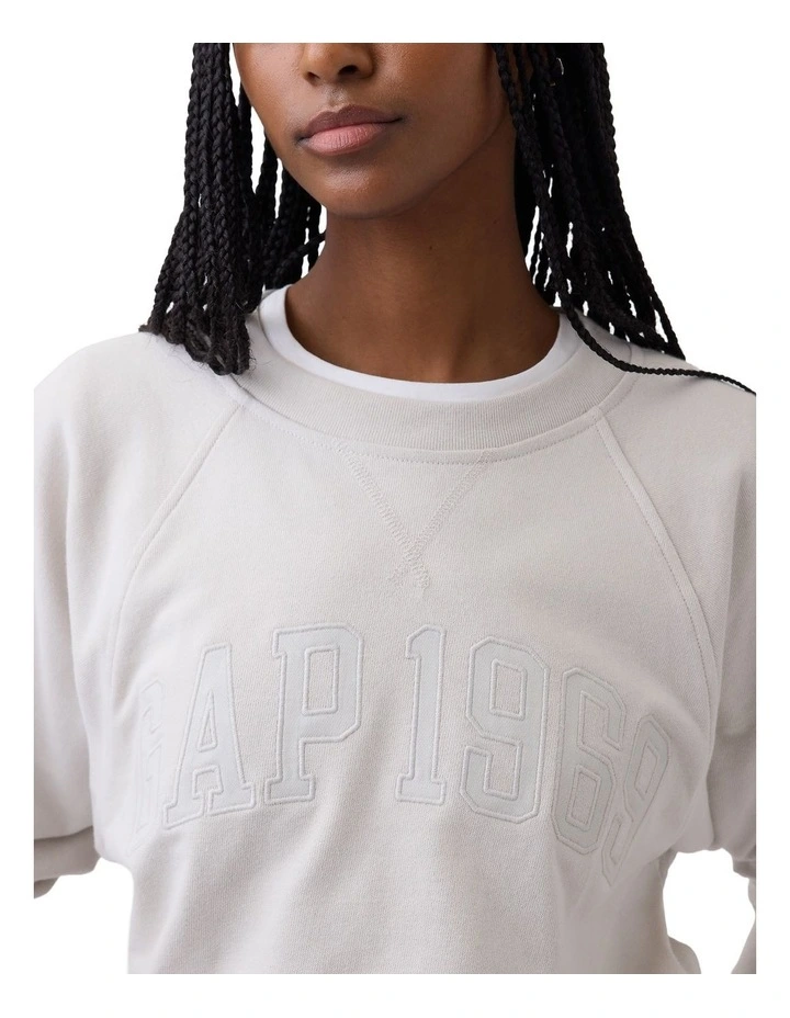 French Fit Logo Crew Sweatshirt in Grey image 4