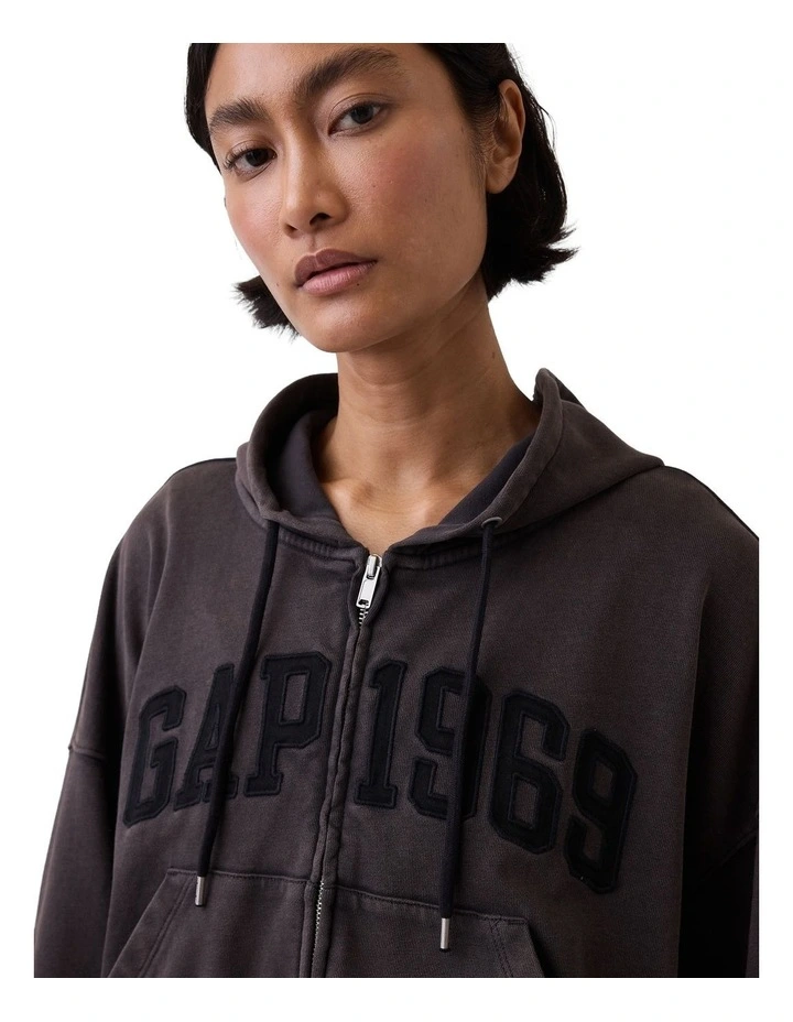 Intl 1969 Logo Full Zip Hoodie in Moonless Night image 3