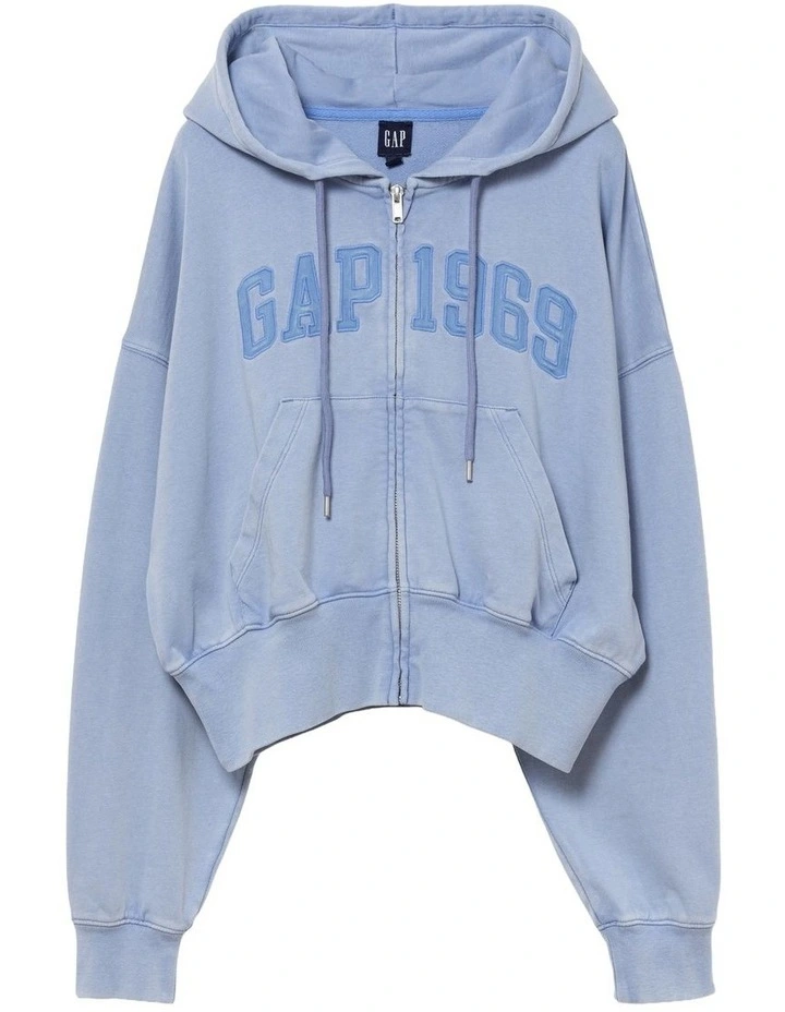 Intl 1969 Logo Full Zip Hoodie in Moonstone Blue image 1