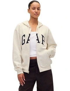 V-Frch Excange Heritage Full Zip Hoodie in Cream