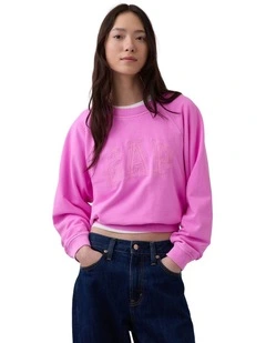 French Terry Raglan Logo Sweatshirt in Pink