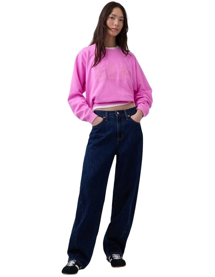 French Terry Raglan Logo Sweatshirt in Pink image 4