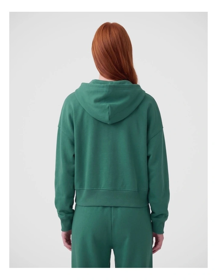 French Terry Oversized Logo Zip Hoodie in Green image 2