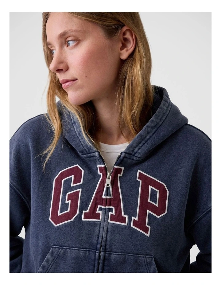VintageSoft Oversized Gap Logo Zip Hoodie image 3