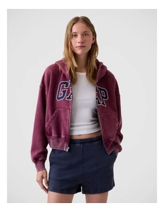 VintageSoft Oversized Gap Logo Zip Hoodie