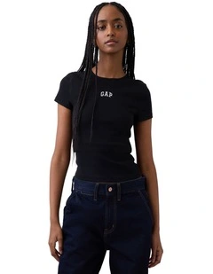 Frch Short Sleeve Mod 2X2 Logo Tee in Black