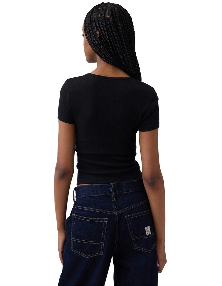 Frch Short Sleeve Mod 2X2 Logo Tee in Black image 2