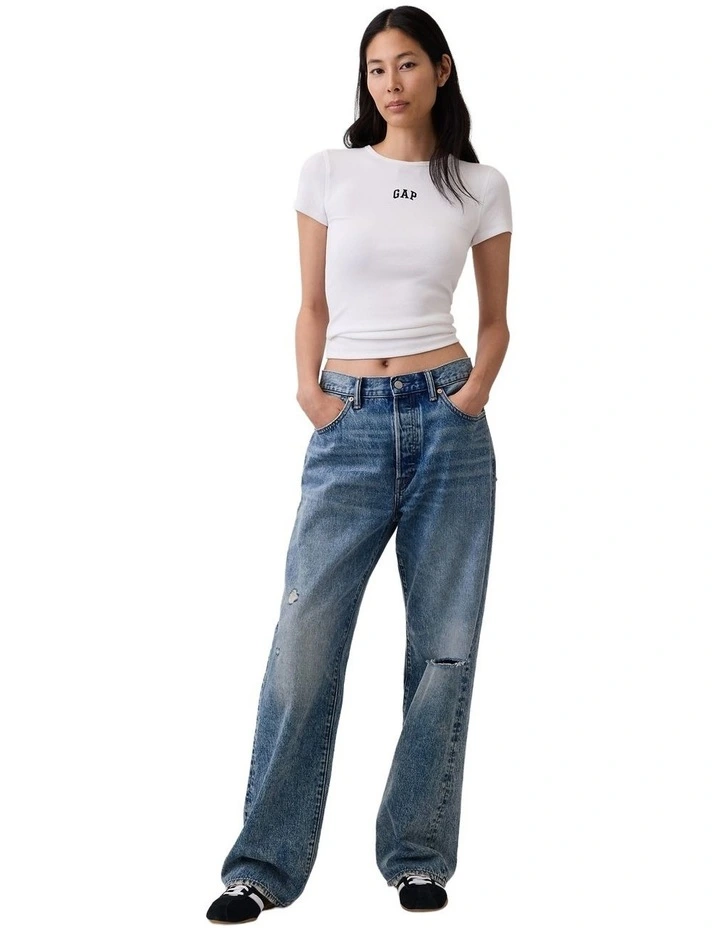 Frch Short Sleeve Mod 2X2 Logo Tee in White image 3